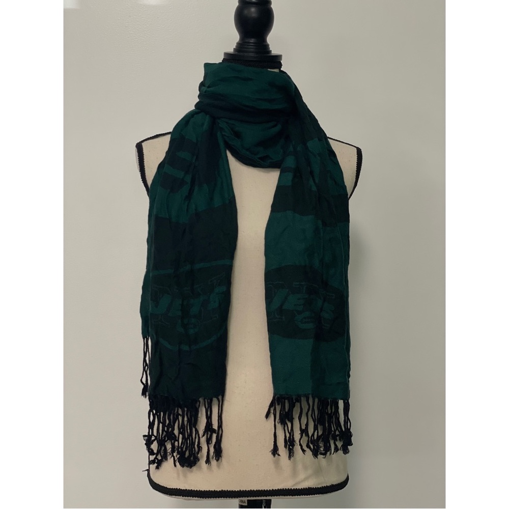 NFL NY Jets Logo Scarf Fringe Green One Size